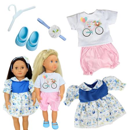 Kit Roupa Boneca Reborn 46/56Cm 6 Itens Vestido Poá Casinha