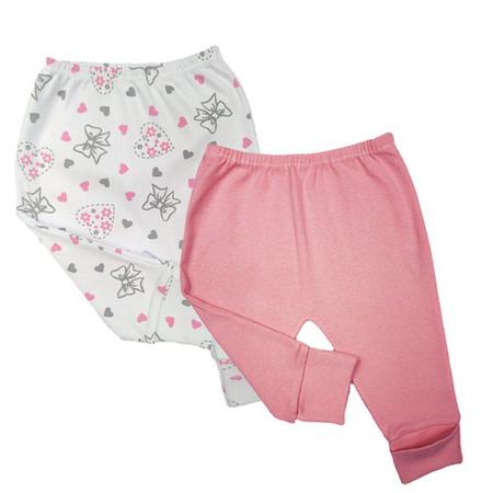 Imagem de Kit Roupa de Bebê 2x Calça Mijão Liso e Estampado Vira Pé