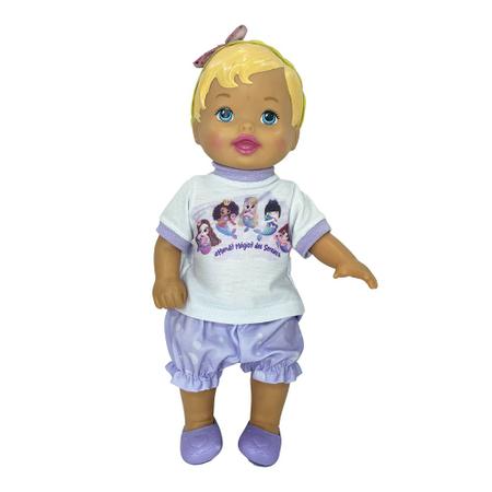 Imagem de Kit Roupa de Boneca Baby Alive Com Camiseta P/ Mamãe Sereias Laço de Fita