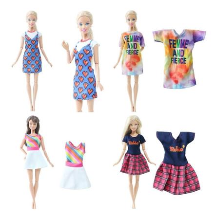 Kit 3 Blusas Vestidos P/ Boneca Barbie Roupa Inverno Sapatos