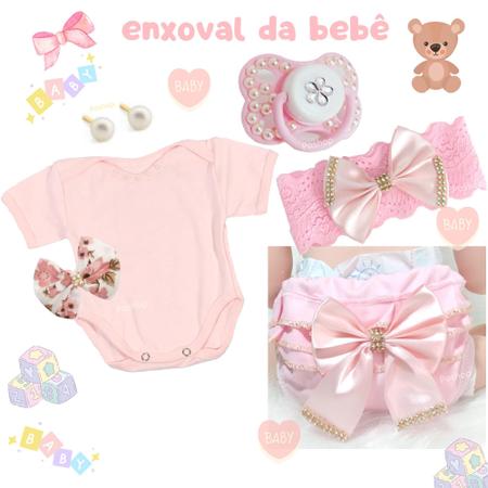 Kit roupinhas boneca bebe reborn rosa acessorios - Poshop Bebê
