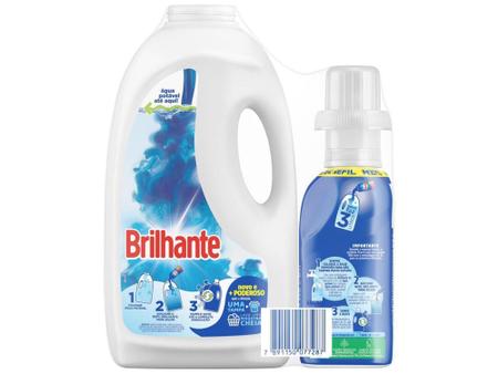 Imagem de Kit Sabão Líquido Concentrado com Garrafa - Brilhante Limpeza Total 500ml