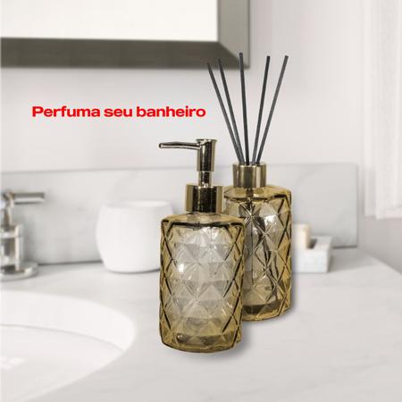 Imagem de Kit Saboneteira e Aromatizador Difusor de Vidro Lavabo