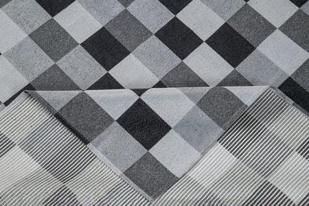 Imagem de Kit Sala Tapete 4,00 x 1,45 + 4 Capas de Almofada Jacquard Luxo Antiderrapante Estampa Moderna Tabuleiro Preto e Cinza