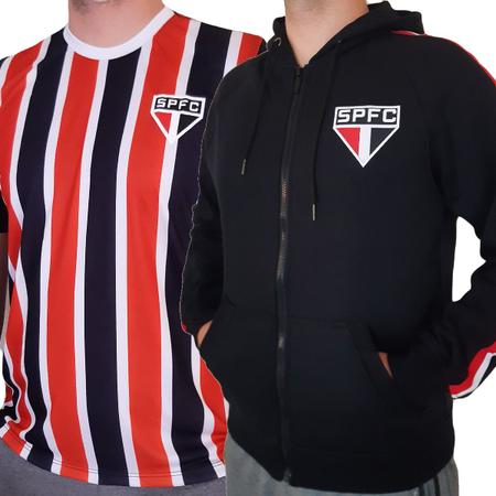 Kit S o Paulo FC Moletom Preto Camisa Tricolor Oficial