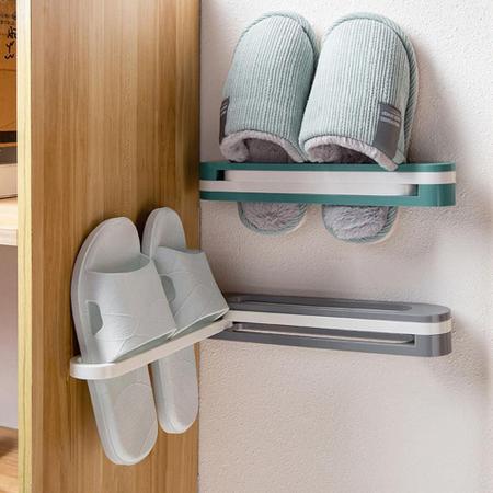Imagem de Kit sapateira de parede 3 pares organizador de 6 chinelos pantufa suporte guarda roupa porta toalha