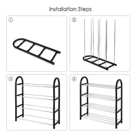 Imagem de Kit sapateira desmontavel 3 unidades com 4 prateleiras 8 pares vertical aluminio