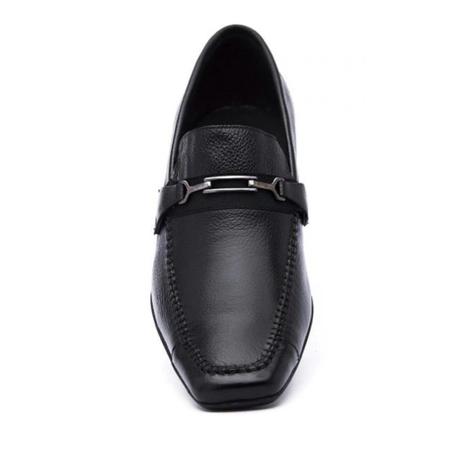 Kit Sapato Social Masculino De Couro Legítimo Moderno Bico Quadrado Calce Fácil Confort + Relógio - Sanel Shoes Imagem de Kit Sapato Social Masculino De Couro Legítimo Moderno Bico Quadrado Calce Fácil Confort + Relógio