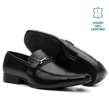 Kit Sapato Social Masculino De Couro Legítimo Moderno Bico Quadrado Calce Fácil Confort + Relógio - Sanel Shoes Imagem de Kit Sapato Social Masculino De Couro Legítimo Moderno Bico Quadrado Calce Fácil Confort + Relógio