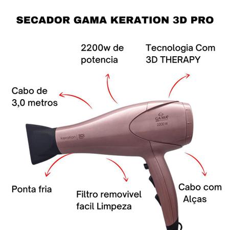 Imagem de Kit Secador Cabelo Potente 2200w Rosa e Chapinha Led  Prancha Alisadora 230C