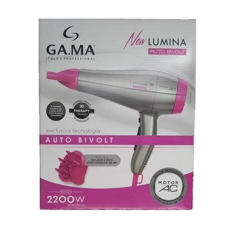 Imagem de Kit - secador de cabelo gama new lumina 3d 2200w bv - escova proart metalica pro rosa 15mm - epm04