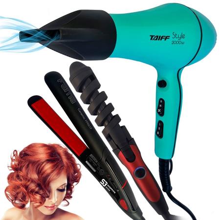 Imagem de Kit secador de cabelo taiff e modelador espiral e chapinha