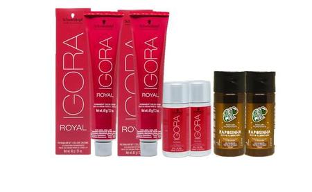 Kit Schwarzkopf Igora Royal HD 7.77, Água Oxigenada 30vol e Raposinha