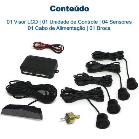 Imagem de Kit Sensor de Ré Preto Fosco Emborrachado + Câmera Traseira Astra 2007 2008 2009 2010 2011 Buzzer Linhas Grade Referência