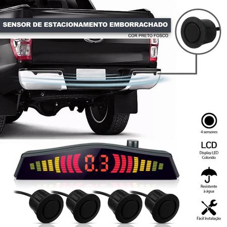 Imagem de Kit Sensor de Ré Preto Fosco Emborrachado + Câmera Traseira Renault Clio 1999 2000 2001 2002 2003 Buzzer Linhas Grade Referência