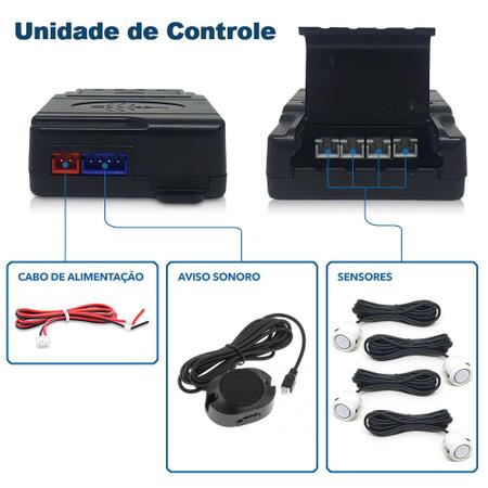 Imagem de Kit Sensores Dianteiros Branco Agile 2010 2011 2012 2013 2014 2015 2016 Estacionamento Frontais Frente Buzzer 4 Pontos