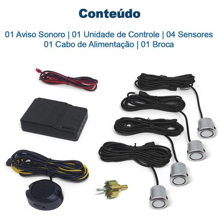 Imagem de Kit Sensores Dianteiros Prata VW Polo 2007 2008 2009 2010 2011 2012 2013 Estacionamento Frontal Frente Aviso Sonoro
