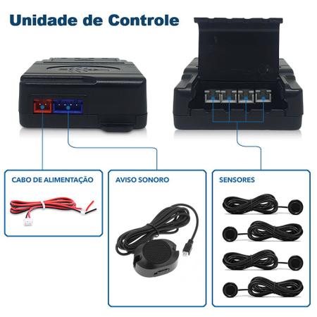 Imagem de Kit Sensores Dianteiros Preto Renault Sandero 2011 2012 2013 2014 Estacionamento Frontais Frente Buzzer 4 Pontos