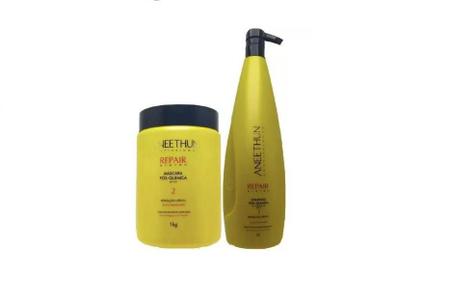 Kit Shampoo 1L + Máscara 1Kg Pós Química Repair Aneethun Imagem de Kit Shampoo 1L + Máscara 1Kg Pós Química Repair Aneethun