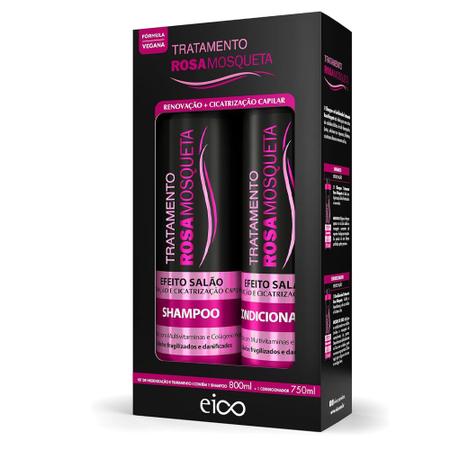 Imagem de Kit Shampoo 800ml e Condicionador 750ml Eico Rosa Mosqueta Hidratação