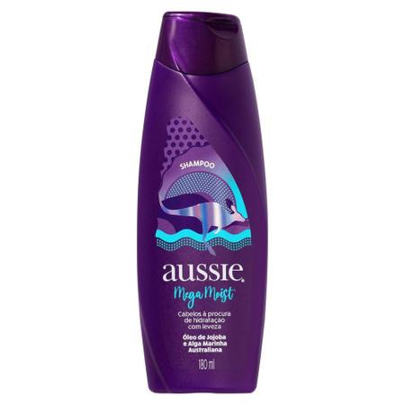 Imagem de Kit Shampoo Aussie Mega Moist Super Hidratação 180ml + Condicionador 180ml + Leave-in Serum Aussie Non Stop Hydration 95ml 