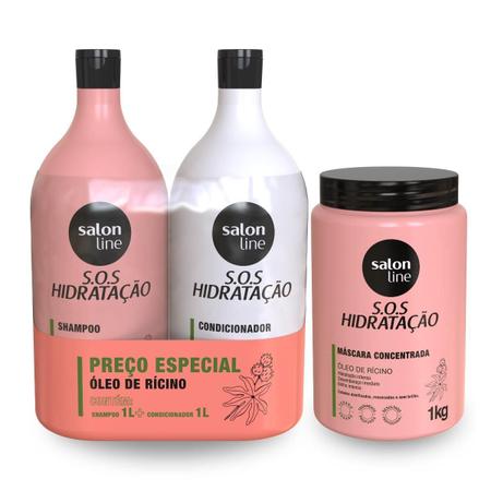 Imagem de Kit Shampoo E Condicionador 1L + Máscara 1Kg Sos Hidratação