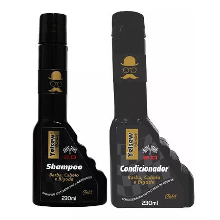 Imagem de Kit Shampoo e Condicionador Masculino 3 em 1 Barba, Cabelo e Bigode 230ml Gold