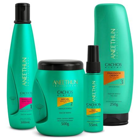 Kit Shampoo Mascara Oleo Cachos Finalizador Crespos Aneethun Imagem de Kit Shampoo Mascara Oleo Cachos Finalizador Crespos Aneethun