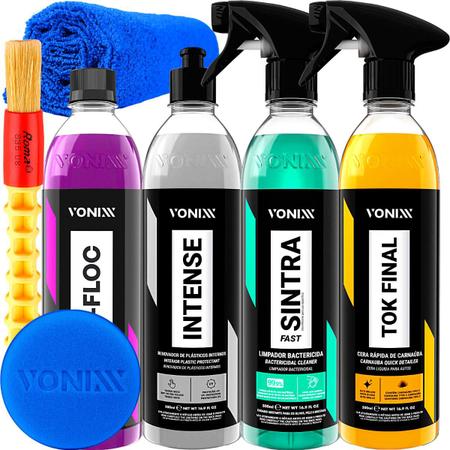 Imagem de Kit Shampoo Neutro V-floc Revitalizador Intense Limpador Sintra Fast Cera Automotiva Liquida Tok FInal Spray Vonixx