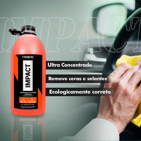 Imagem de Kit Shampoo V-floc 3l + Impact 3l Limpeza Pesada Chassi Roda