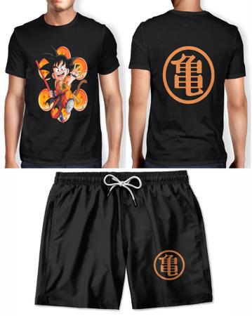 Camiseta Estampada Goku Criança Camisa Masculina Azul Tamanho:P