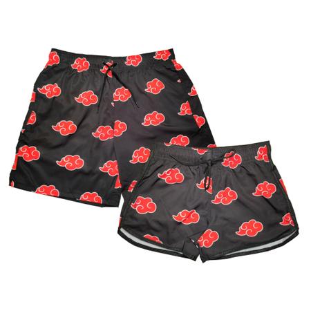 Kit Short Casal Elastano Nuvens Naruto Akatsuki mevistop Moda Praia Feminina Magazine Luiza