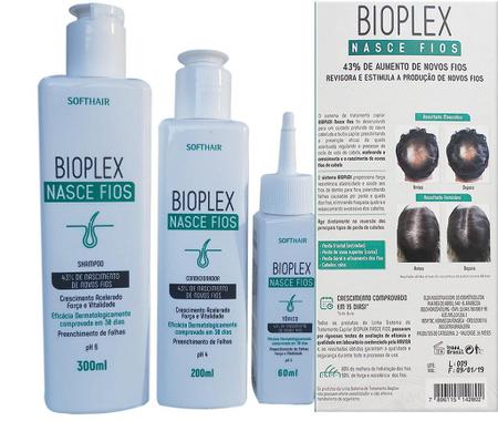 Imagem de Kit Sistema de Tratamento Soft Hair Bioplex Nasce Fios Sh, Cond e Tônico