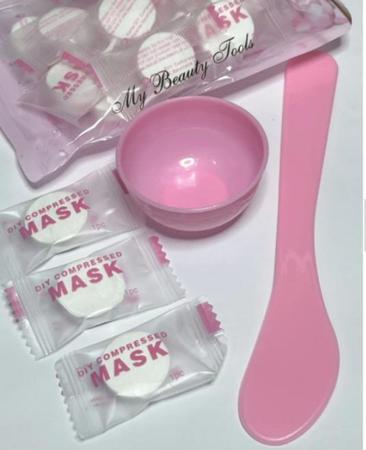 Imagem de Kit skin care 24 máscaras desidratadas potinho e espátula eficaz
