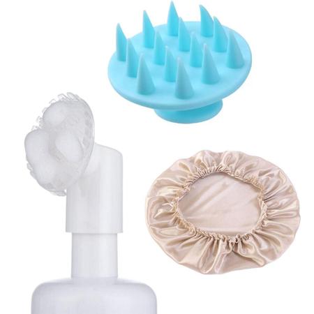 Imagem de Kit Skin Care Limpeza de Pele e Cuidado Facial Touca Escova e Frasco