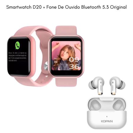 Imagem de Kit Smart watch D20 + Fone De Ouvido Sem Fio Bluetooth