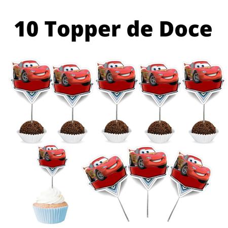 Topo Topper de bolo Personalizado com nome e idade Carros Mcqueen