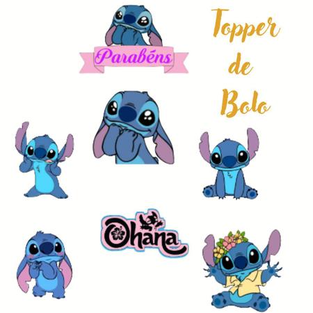 Kit Topper Topo de Bolo Infantil Stitch Personalizado