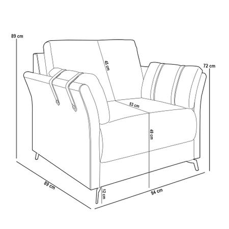 Imagem de Kit Sofá 2 Lugares 164cm com 02 Poltrona Álamo M03 Veludo Cinza - Lyam Decor