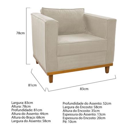 Imagem de Kit Sofá 2 Lugares e 2 Poltronas Europa Suede Bege Amarena Móveis