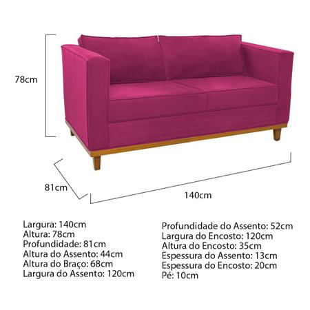 Imagem de Kit Sofá 2 Lugares e 2 Poltronas Europa Suede Pink Amarena Móveis