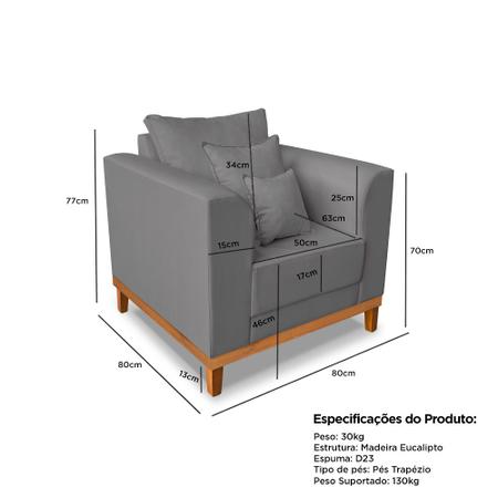 Imagem de Kit Sofá 3 Lugares e 2 Poltronas Beny Viena Para Sala de Estar Suede Vermelho - Madeira Prima Deccor