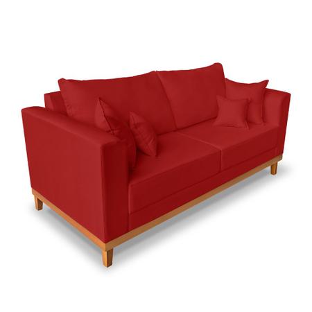 Imagem de Kit Sofá 3 Lugares e 2 Poltronas Beny Viena Para Sala de Estar Suede Vermelho - Madeira Prima Deccor