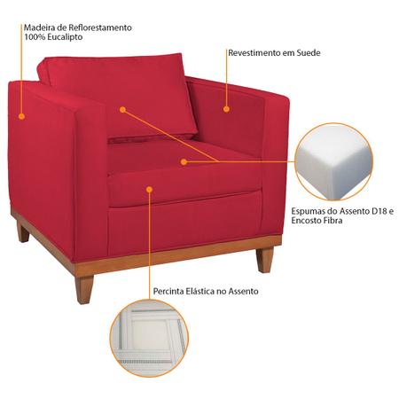 Imagem de Kit Sofá 3 Lugares e 2 Poltronas Europa 180 cm Estilo Conforto e Elegância Suede - ADJ Decor