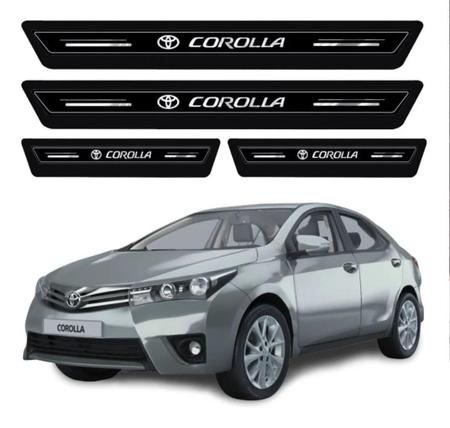 Imagem de Kit Soleira Resinada Proteção Porta Toyota Corolla - Preto