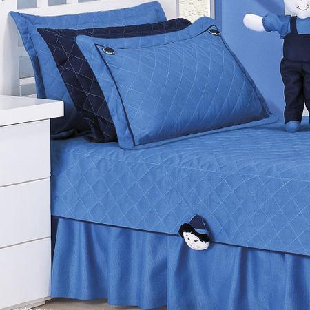 Imagem de Kit Solteiro Little Boy Matelado com Almofada e Boneco - 05 Peças - Azul