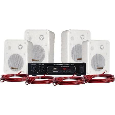 Imagem de Kit Som Ambiente 400W Musical AMBIENCE 4000 V2 Branco HAYONIK