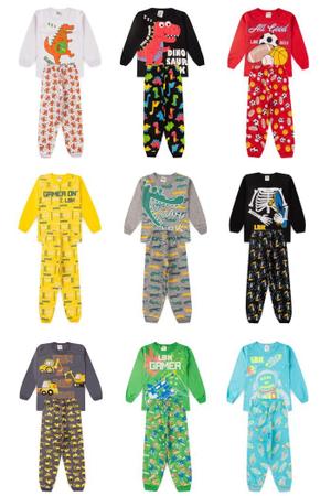Kit Sortido 6 Peças de Pijama Masculino Infantil 3 blusas + 3 calças - - EPOPZ Imagem de Kit Sortido 6 Peças de Pijama Masculino Infantil 3 blusas + 3 calças -