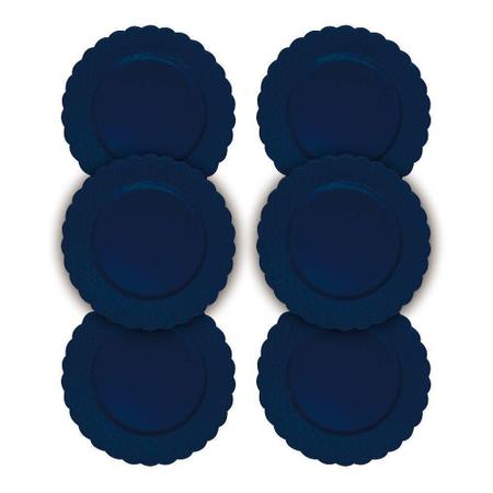 Imagem de Kit Sousplat Floral Azul 33 Cm 6 Unidades Class Home