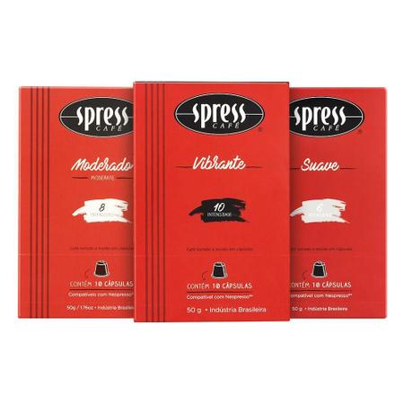 Kit Spress Café 2x Suave, Moderado e Vibrante - 60 cápsulas Imagem de Kit Spress Café 2x Suave, Moderado e Vibrante - 60 cápsulas